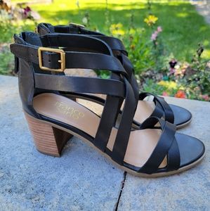 Black leather sandals